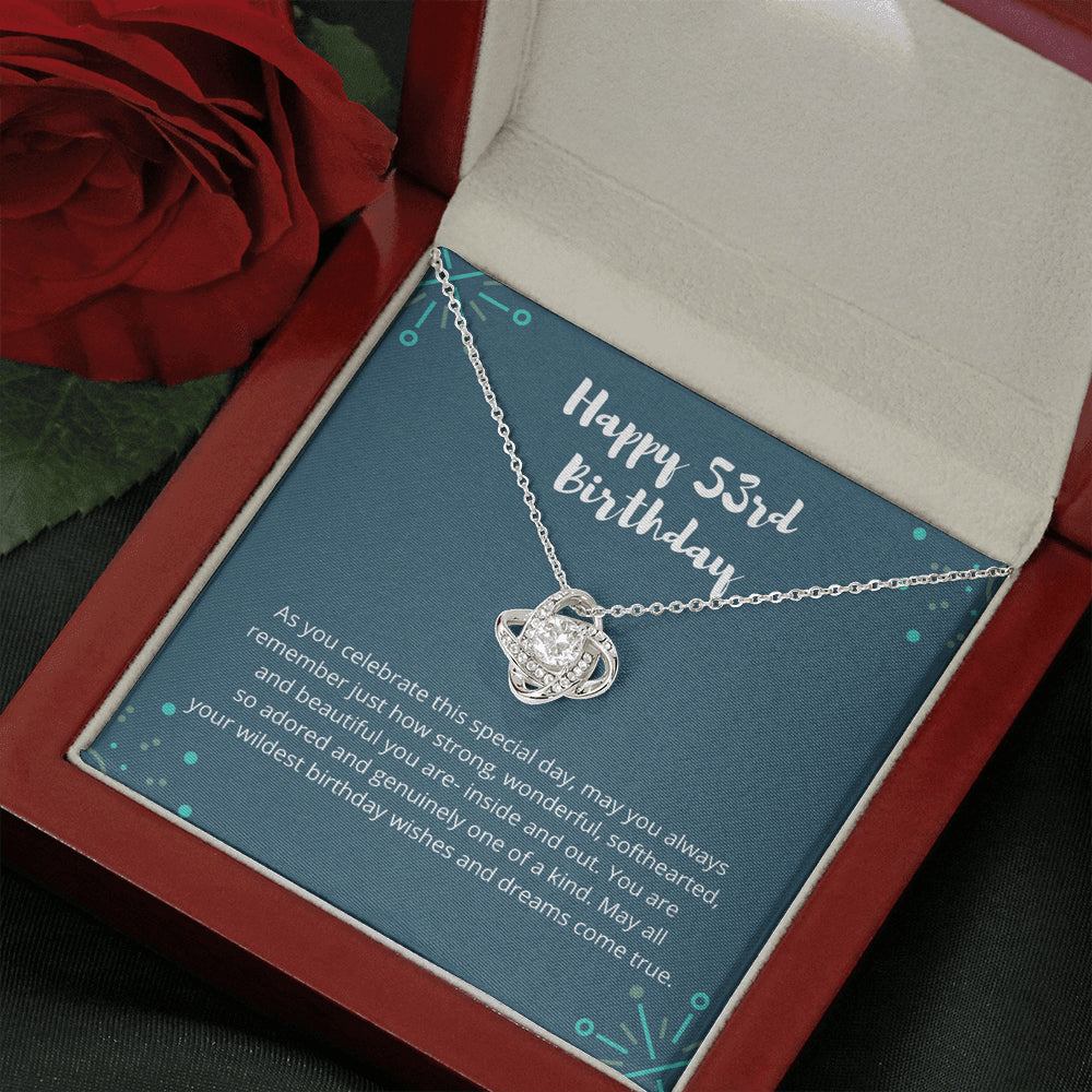 53rd Blue Love Knot Necklace