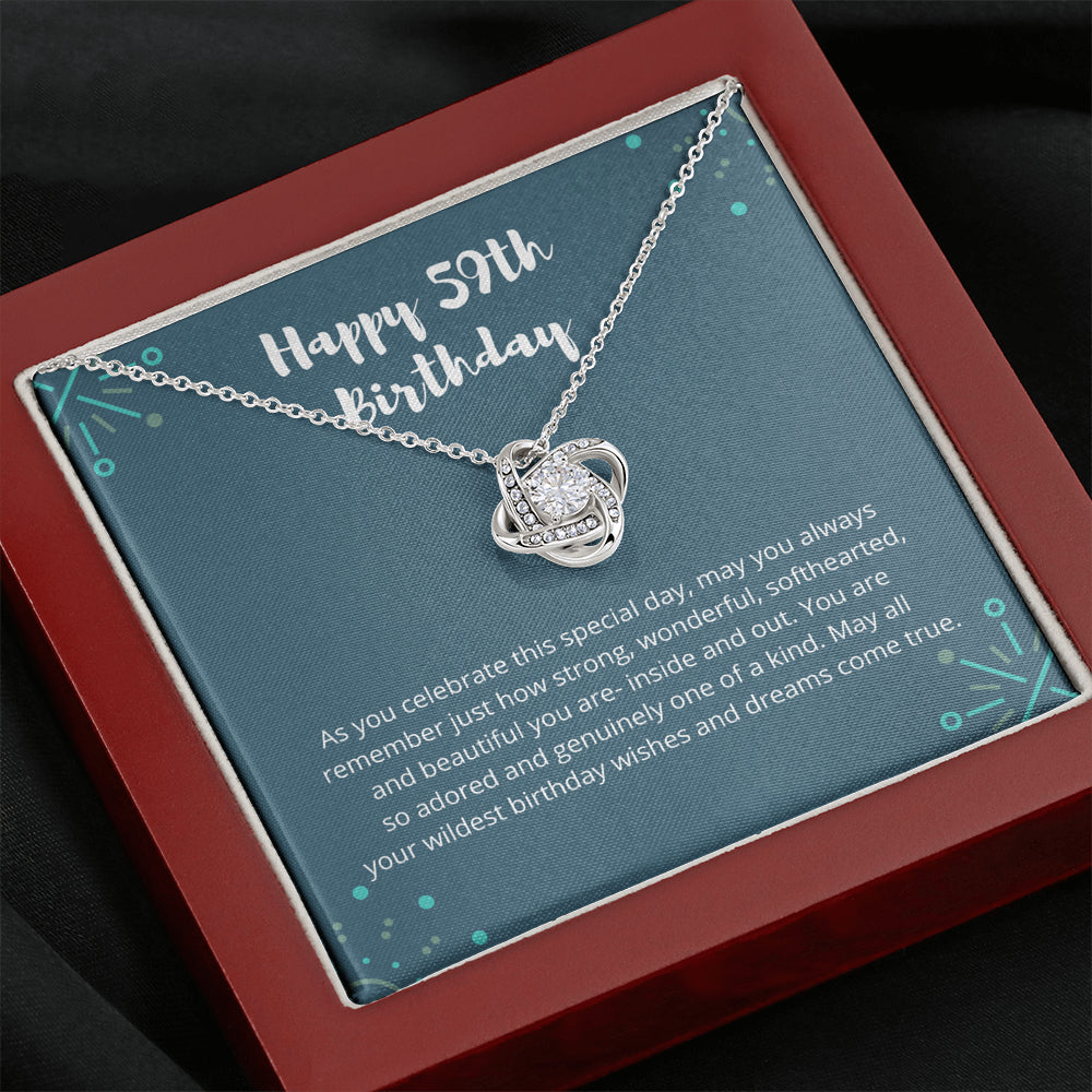 Love Knot Necklace I 59th Birthday Gift for Women I 59th Birthday Jewelry Gift with Meaningful Message Card