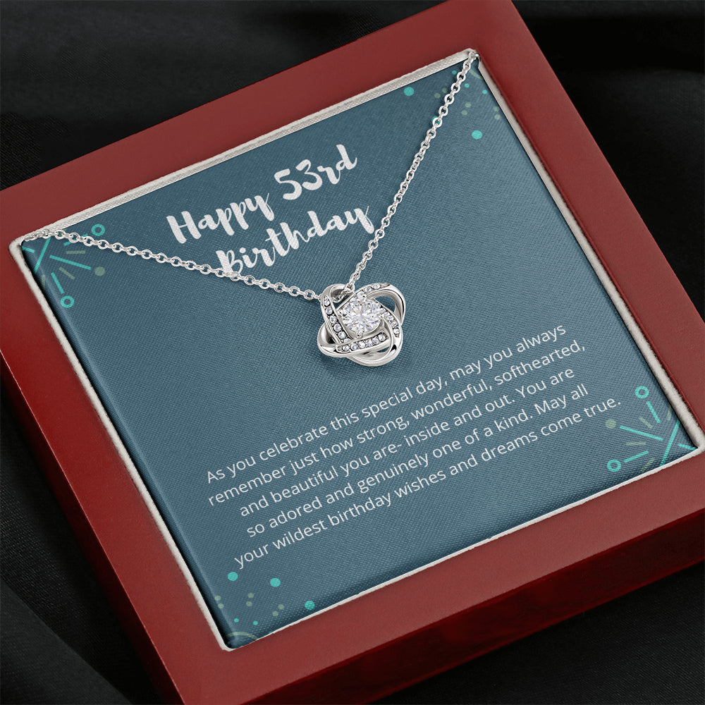 53rd Blue Love Knot Necklace